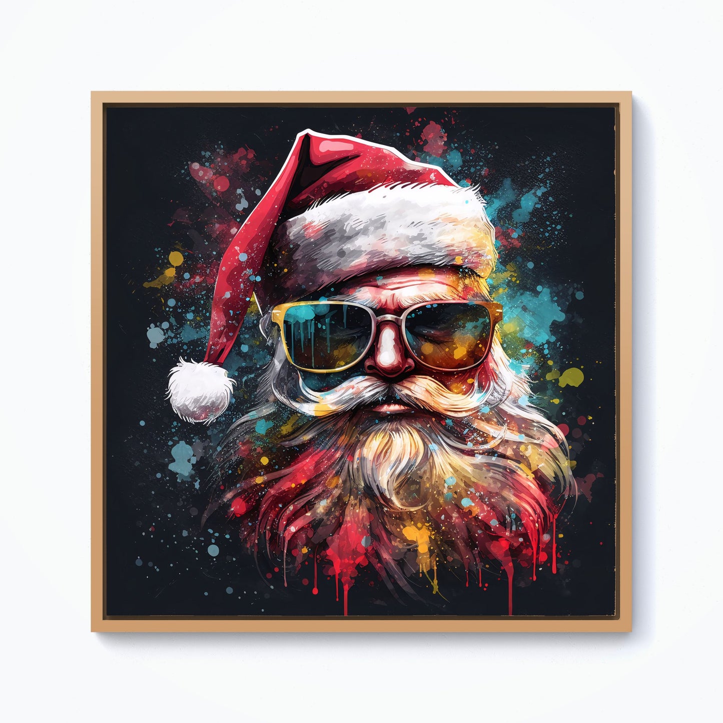 Splashart Santa Claus In Glasses Framed Canvas