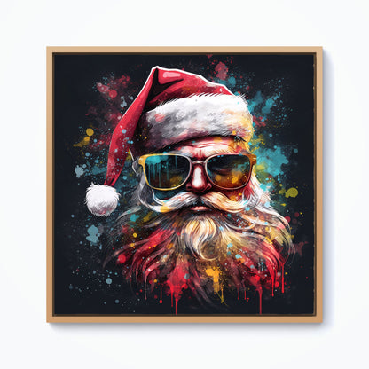 Splashart Santa Claus In Glasses Framed Canvas