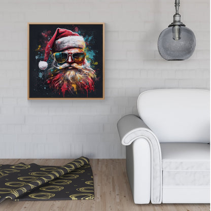 Splashart Santa Claus In Glasses Framed Canvas