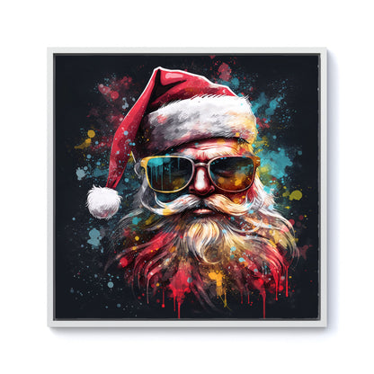 Splashart Santa Claus In Glasses Framed Canvas