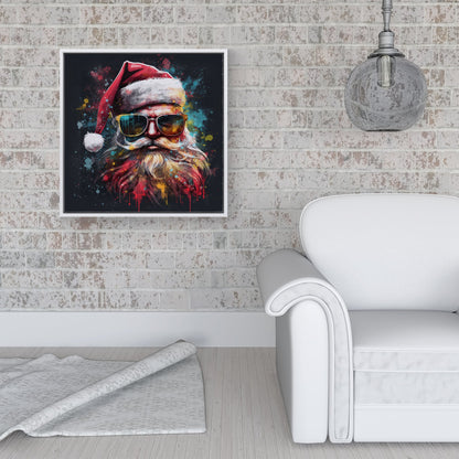 Splashart Santa Claus In Glasses Framed Canvas