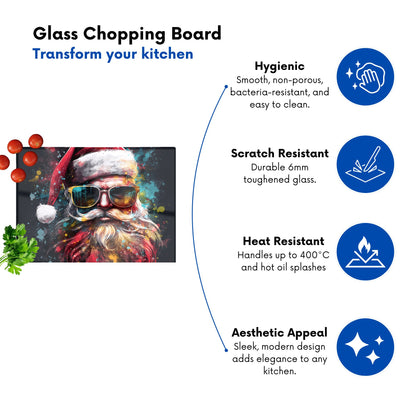 Splashart Santa Claus In Glasses Chopping Board