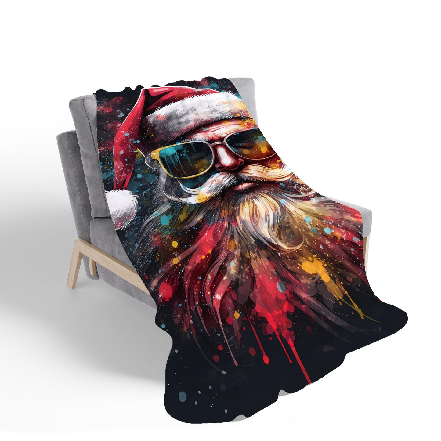 Splashart Santa Claus In Glasses Sherpa Blanket