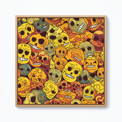 Autumnal Skulls Pattern Framed Canvas