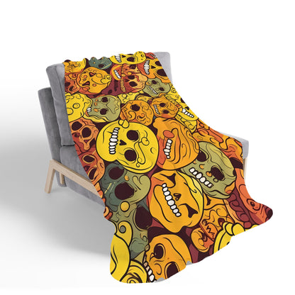 Autumnal Skulls Pattern Sherpa Blanket