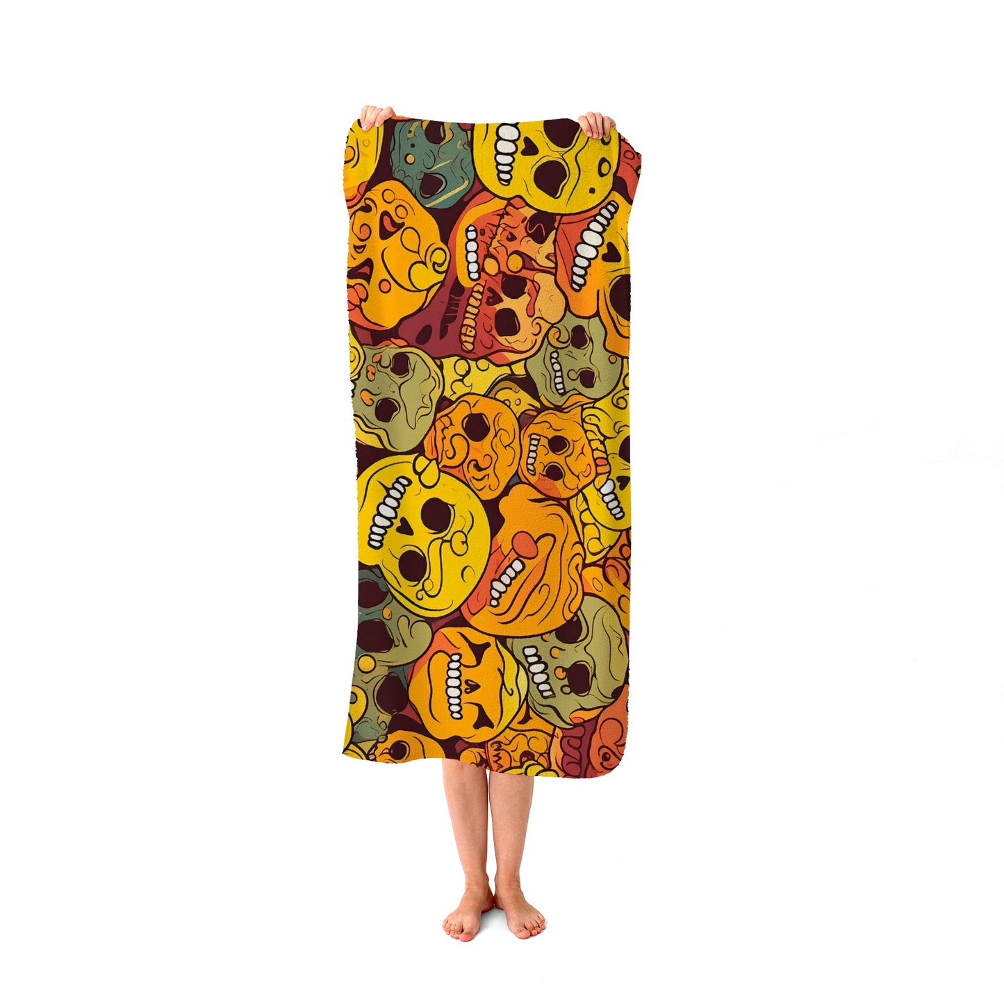 Autumnal Skulls Pattern Beach Towel
