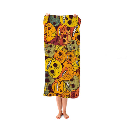 Autumnal Skulls Pattern Beach Towel