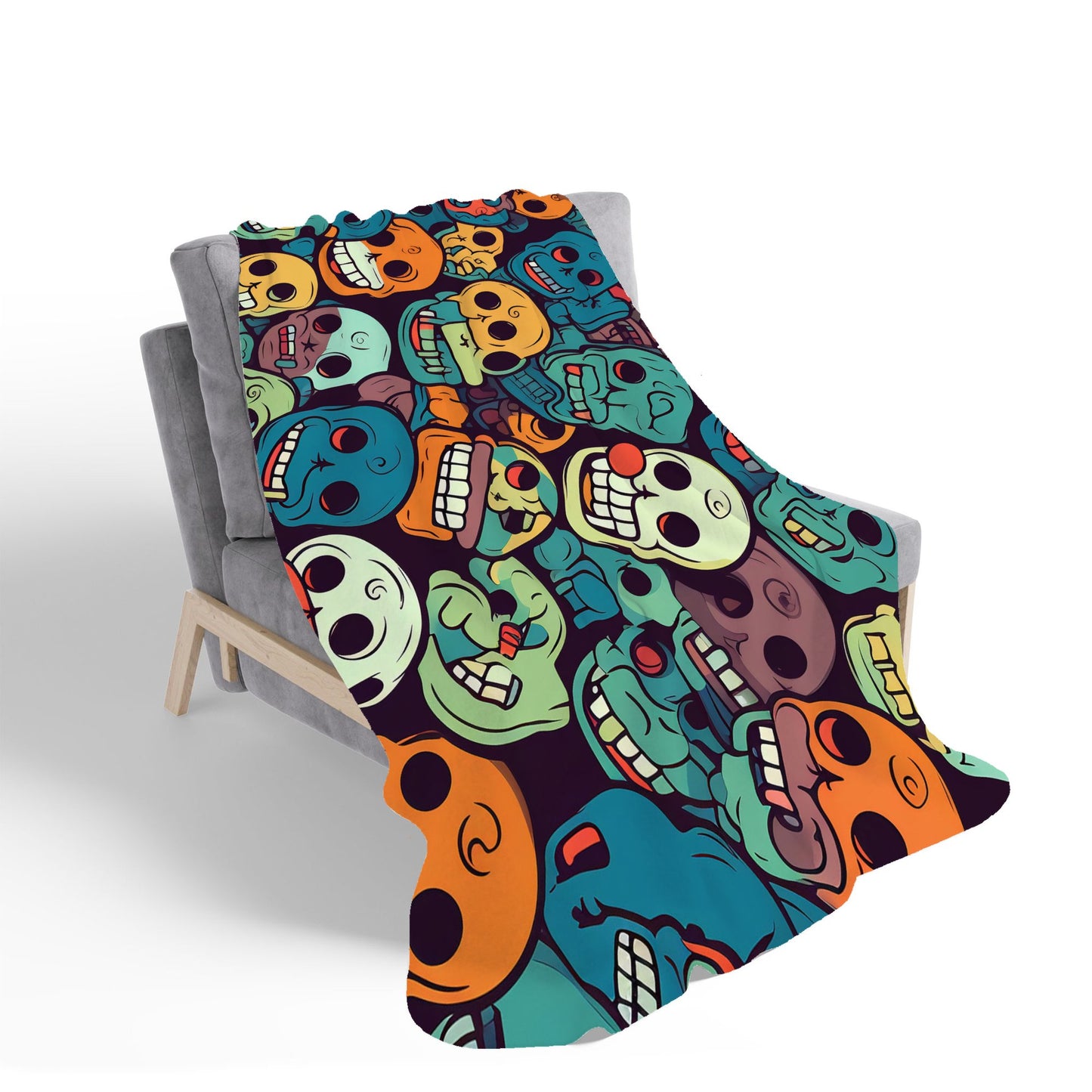 Smiling Skulls Pattern Sherpa Blanket