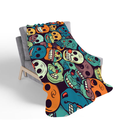 Smiling Skulls Pattern Sherpa Blanket