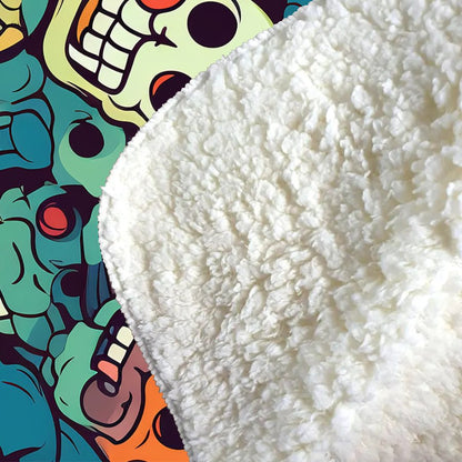 Smiling Skulls Pattern Sherpa Blanket