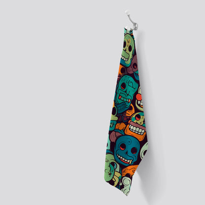 Smiling Skulls Pattern Tea Towel