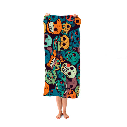 Smiling Skulls Pattern Beach Towel