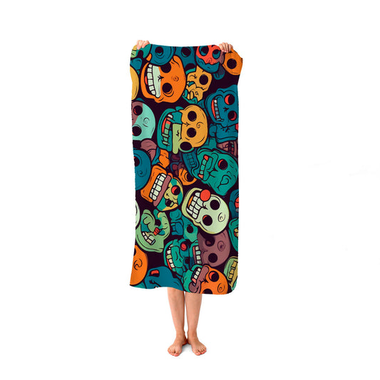 Smiling Skulls Pattern Beach Towel