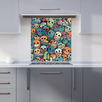 Smiling Skulls Pattern Kitchen Splashback