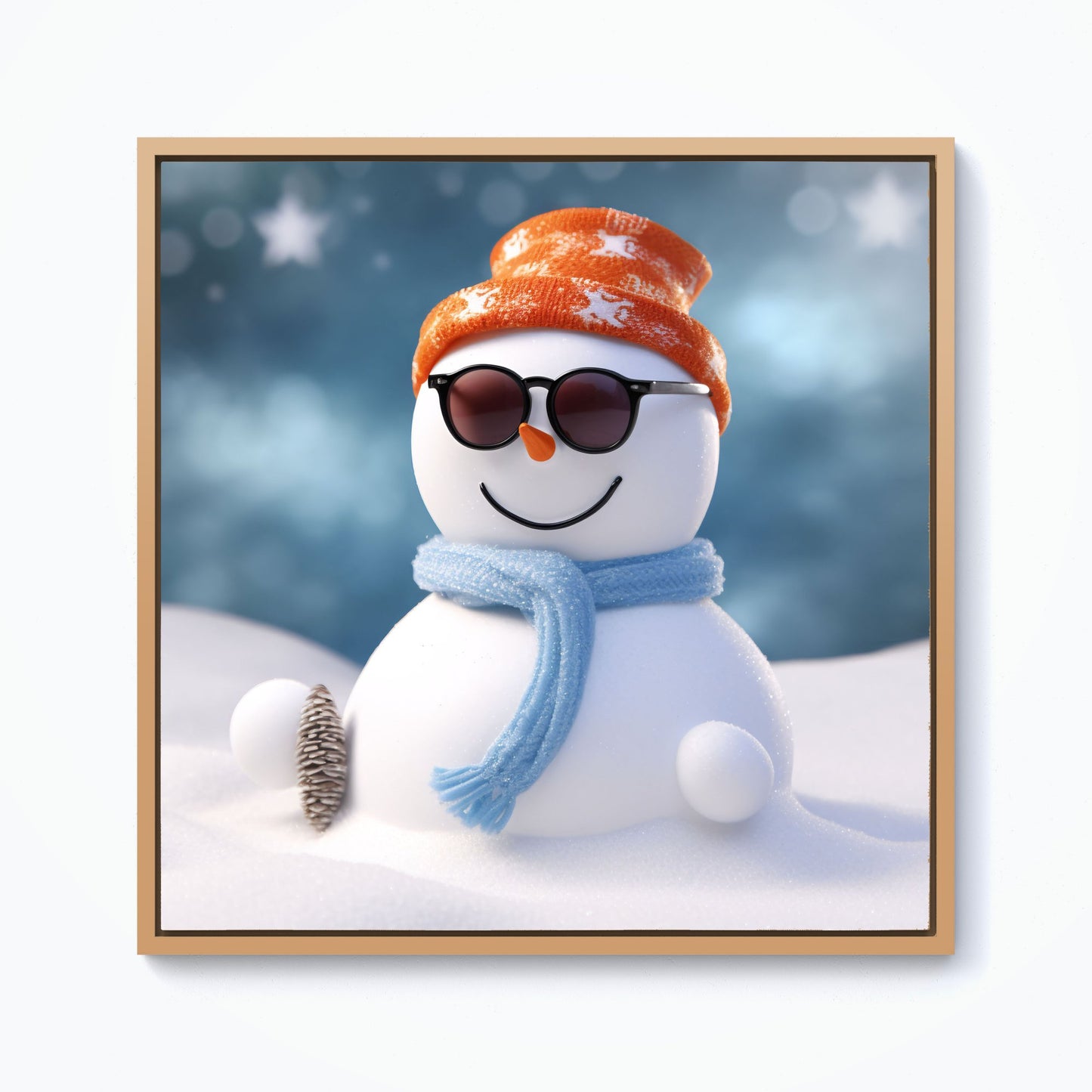 Smily Snowman Framed Canvas