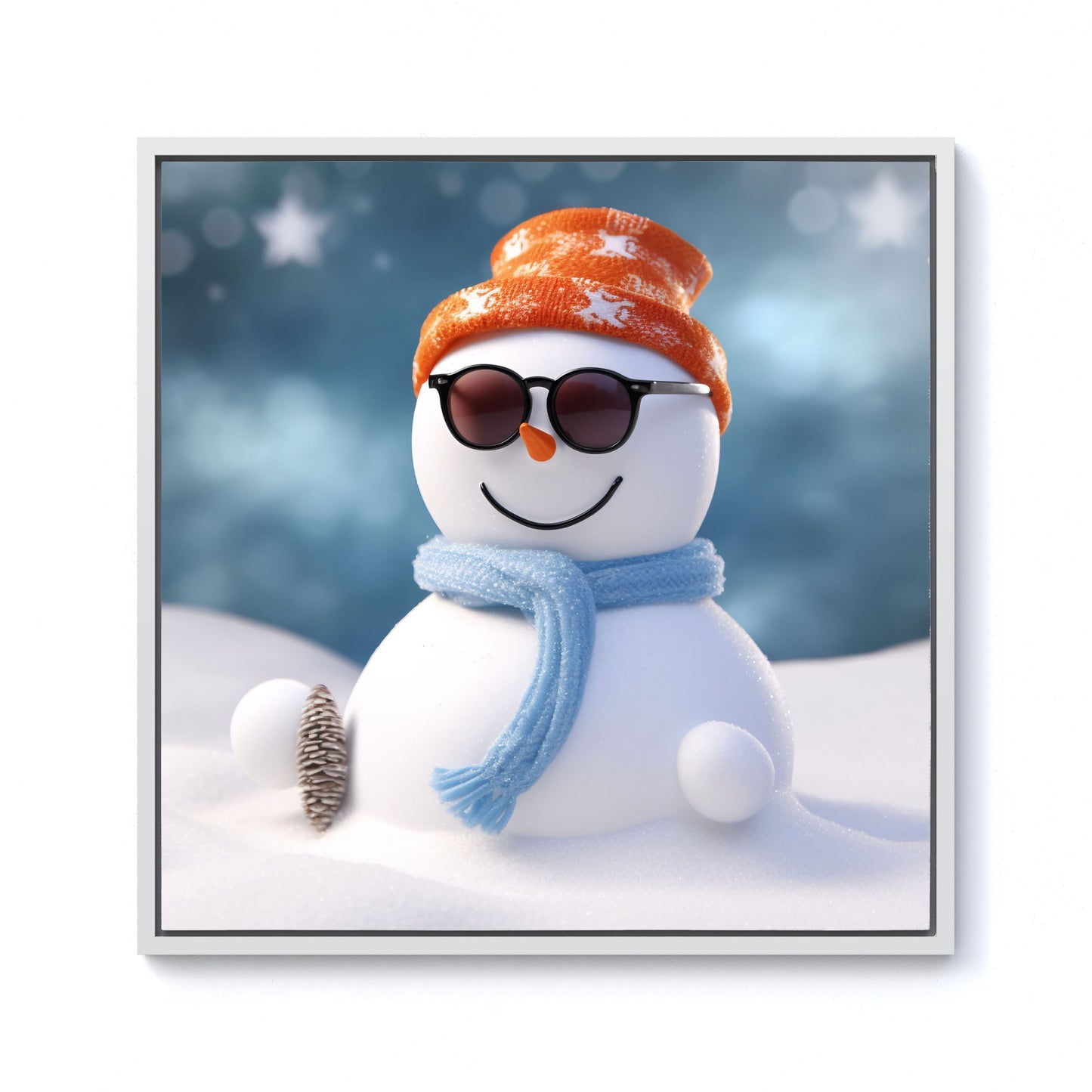 Smily Snowman Framed Canvas