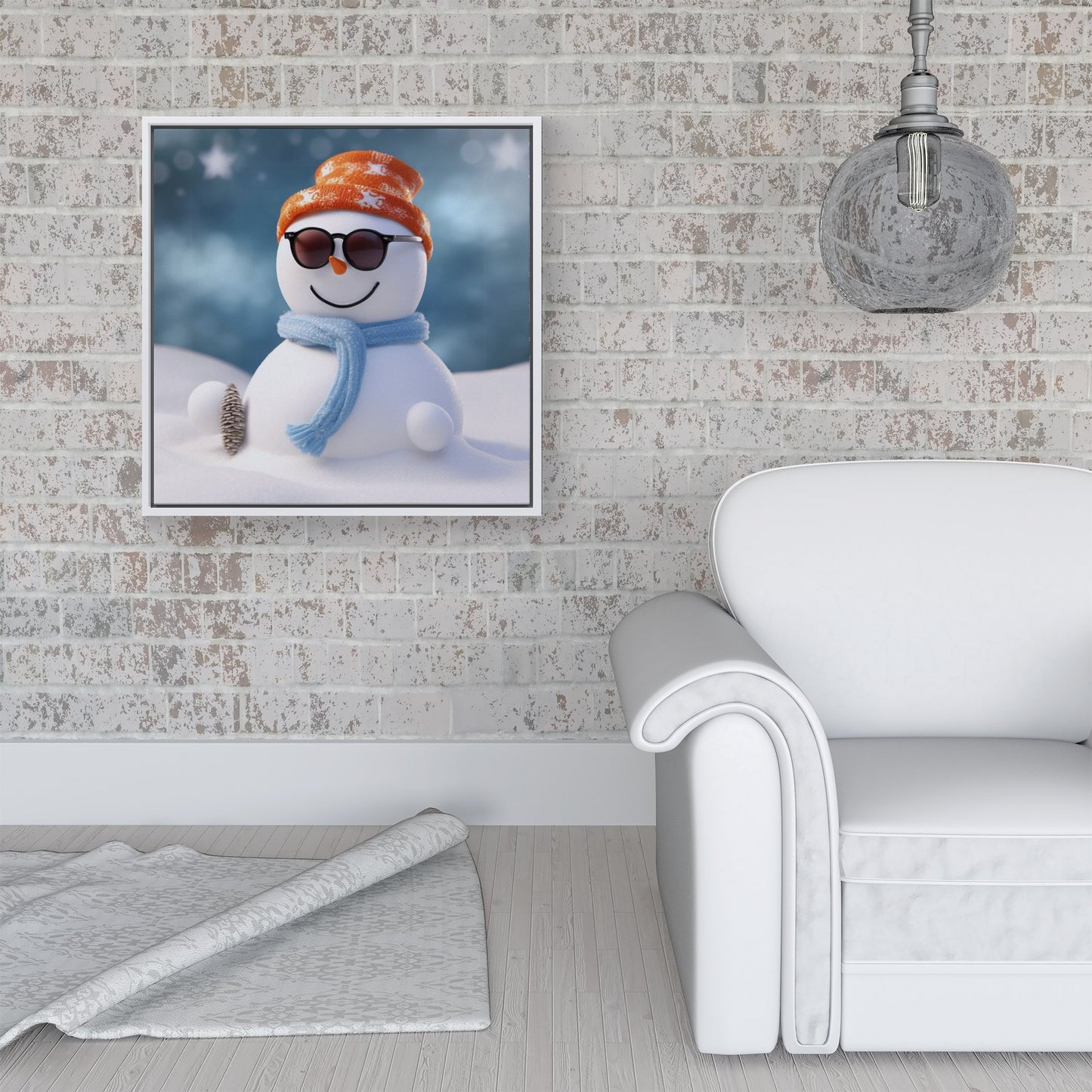 Smily Snowman Framed Canvas