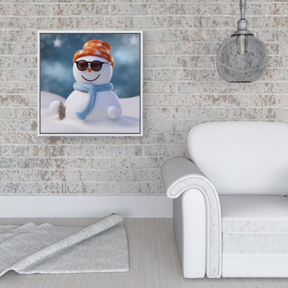 Smily Snowman Framed Canvas
