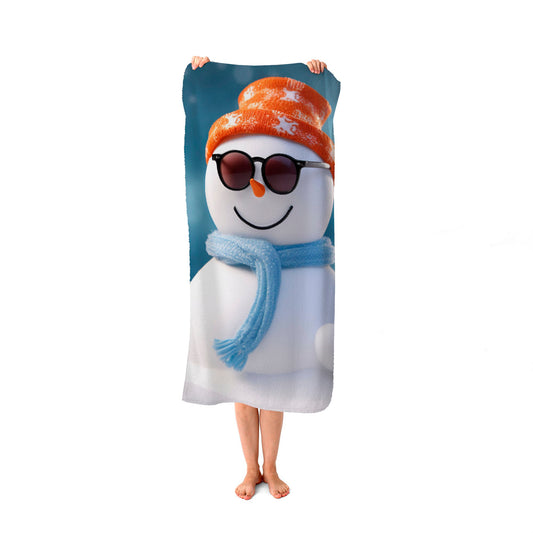 Smily Snowman Beach Towel