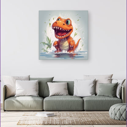 Dino Having A Splash Canvas