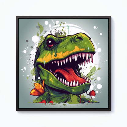 Laughing T-Rex Framed Canvas