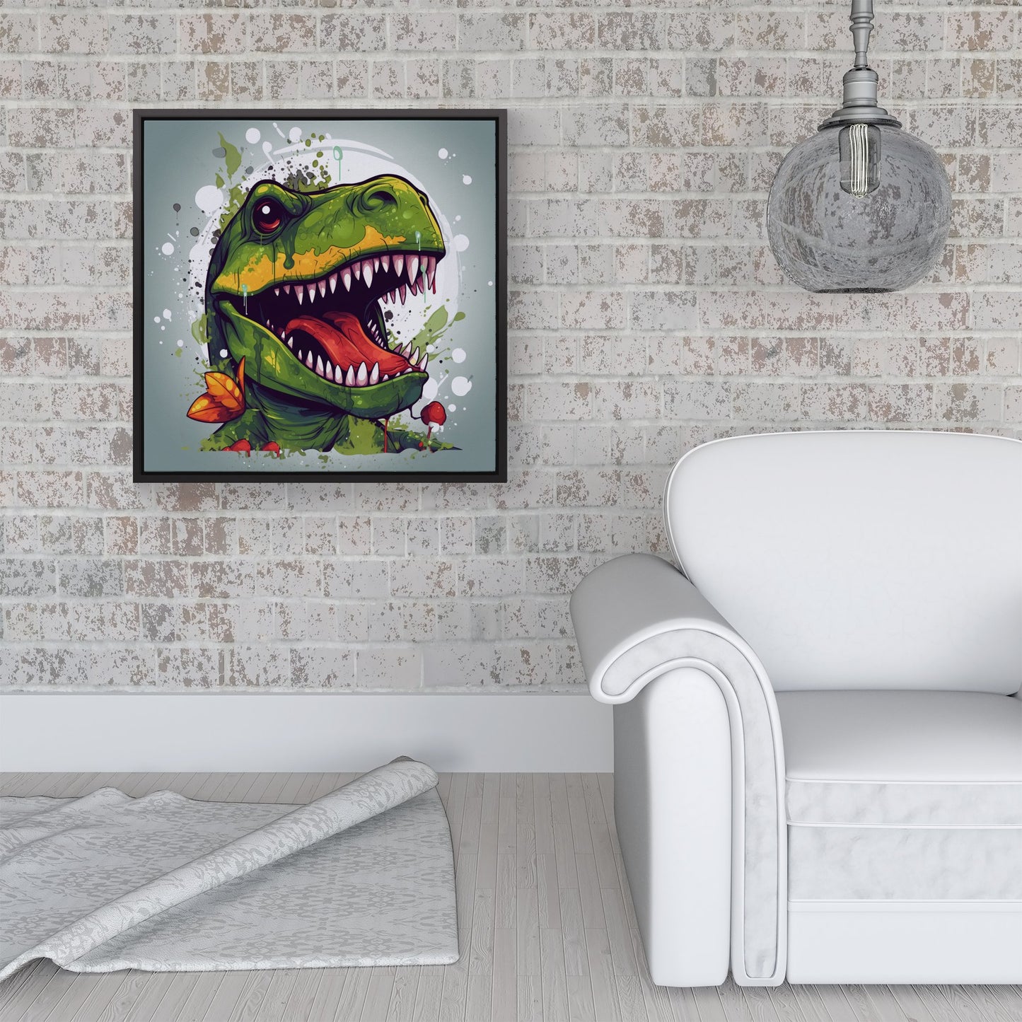 Laughing T-Rex Framed Canvas
