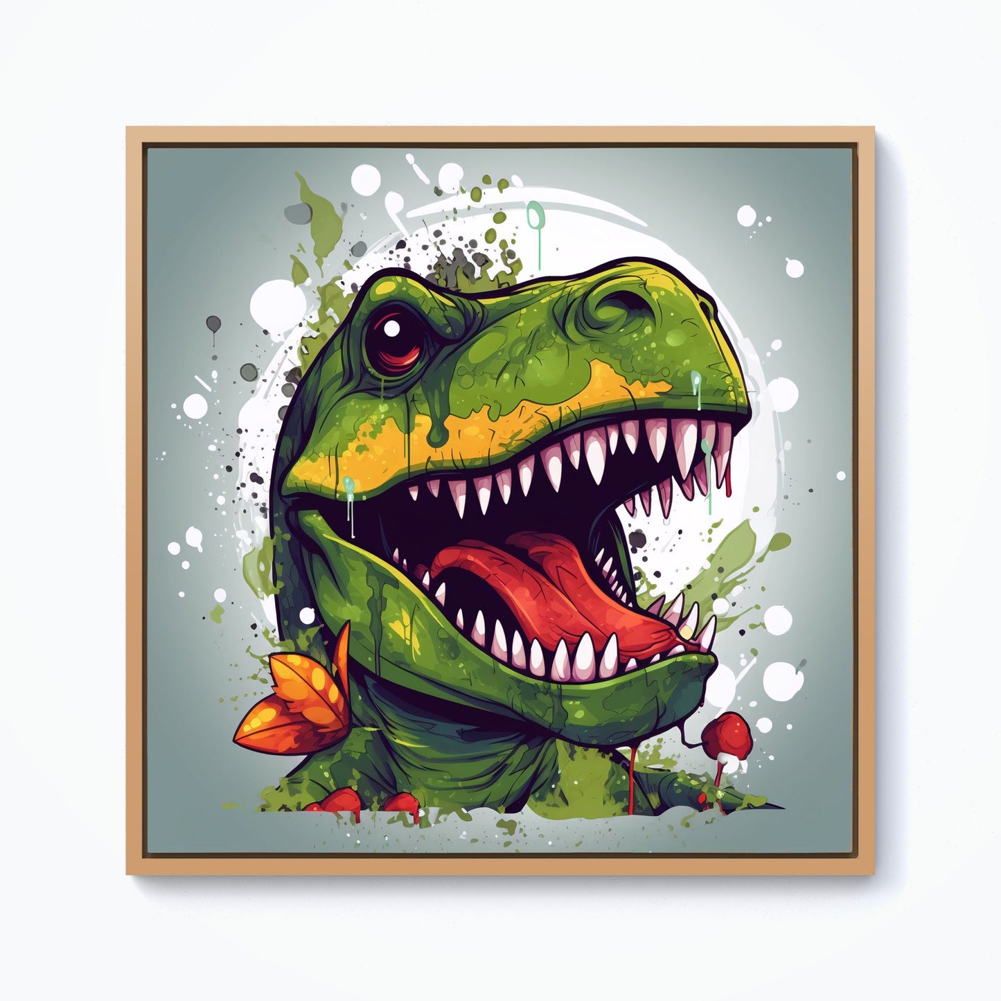 Laughing T-Rex Framed Canvas