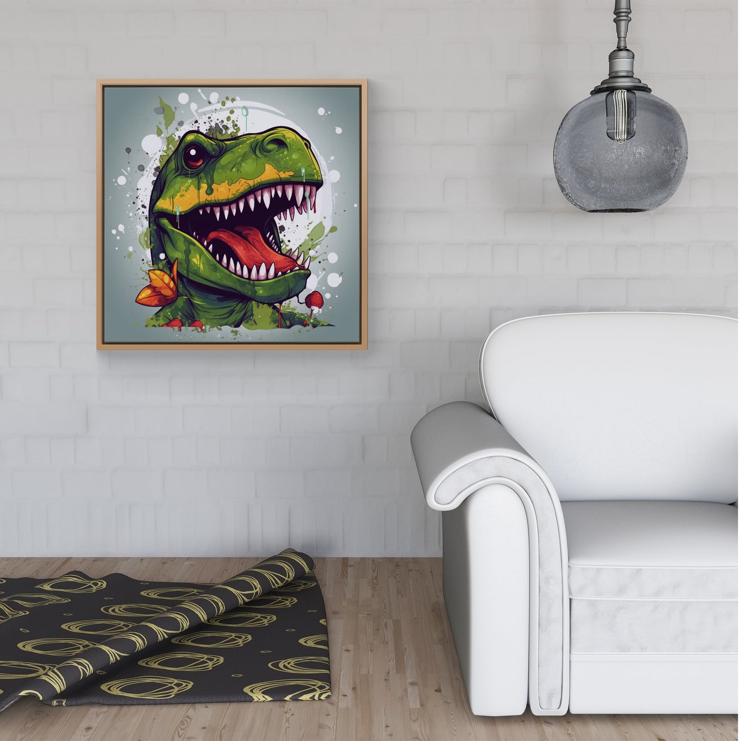 Laughing T-Rex Framed Canvas