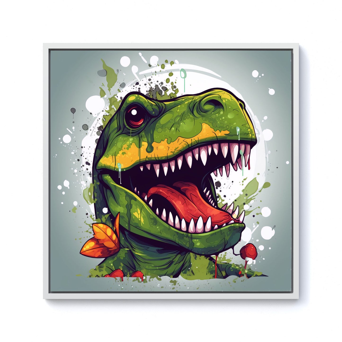 Laughing T-Rex Framed Canvas