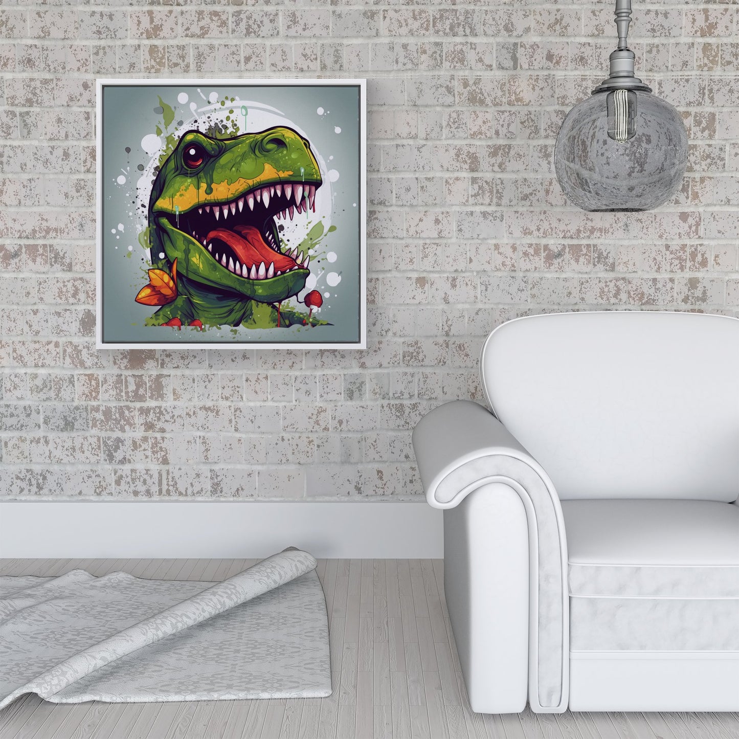 Laughing T-Rex Framed Canvas