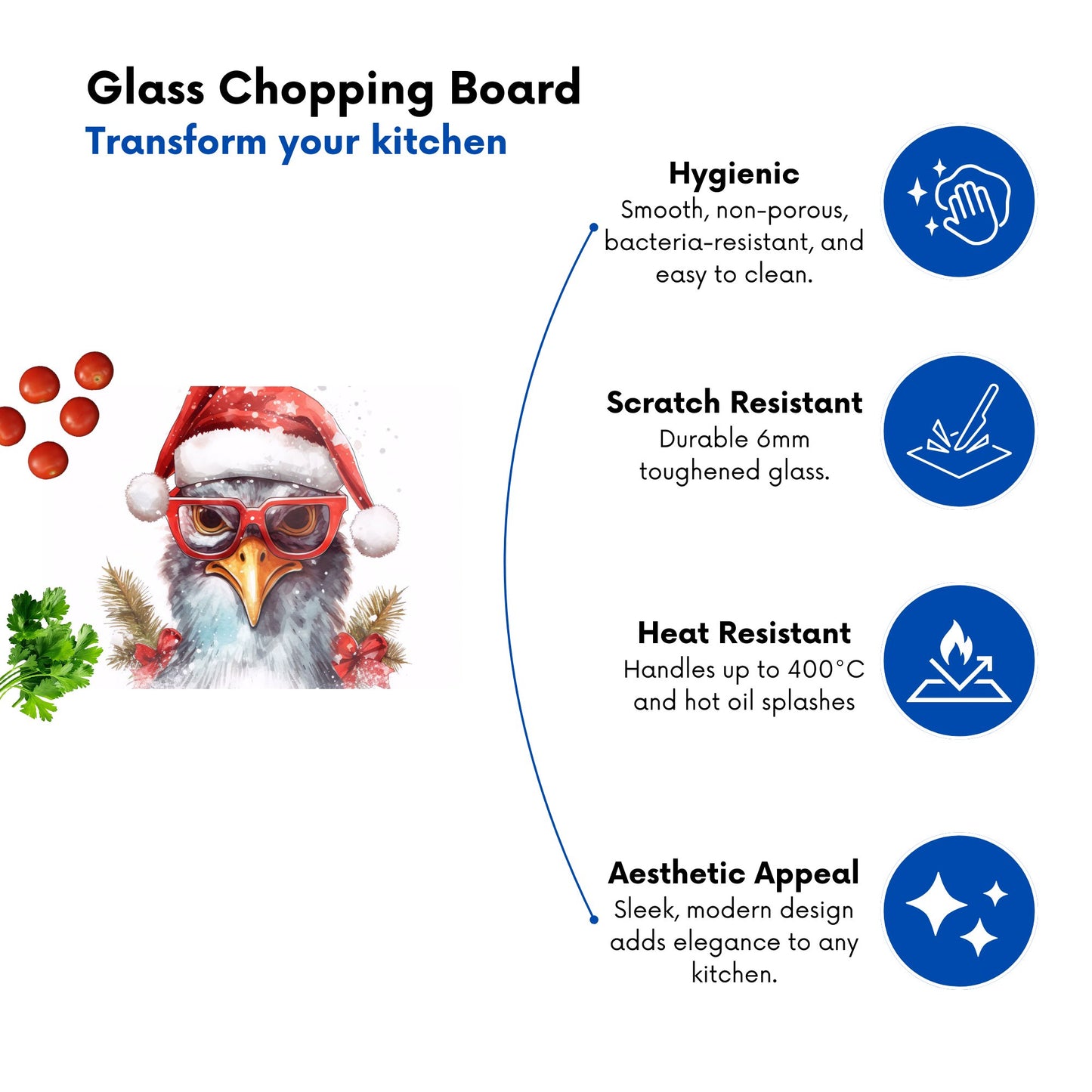 Splashart Turkey In A Santa Hat Chopping Board