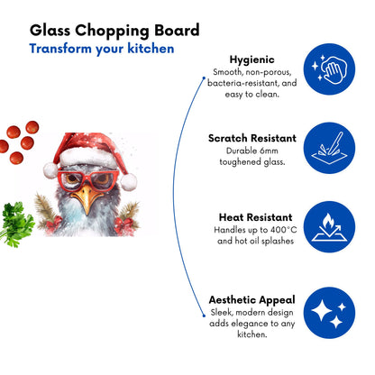 Splashart Turkey In A Santa Hat Chopping Board