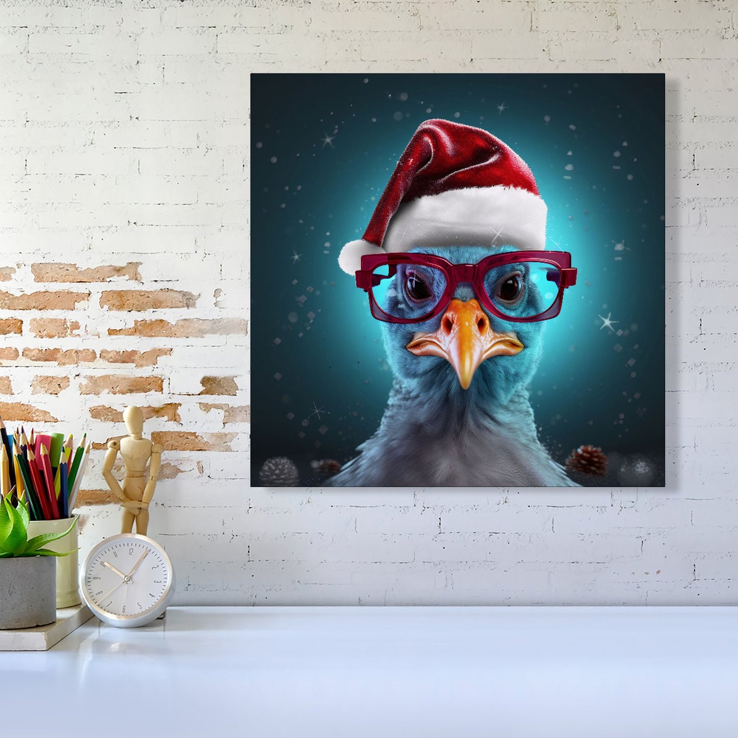 Turkey Wearing A Santa Hat Canvas