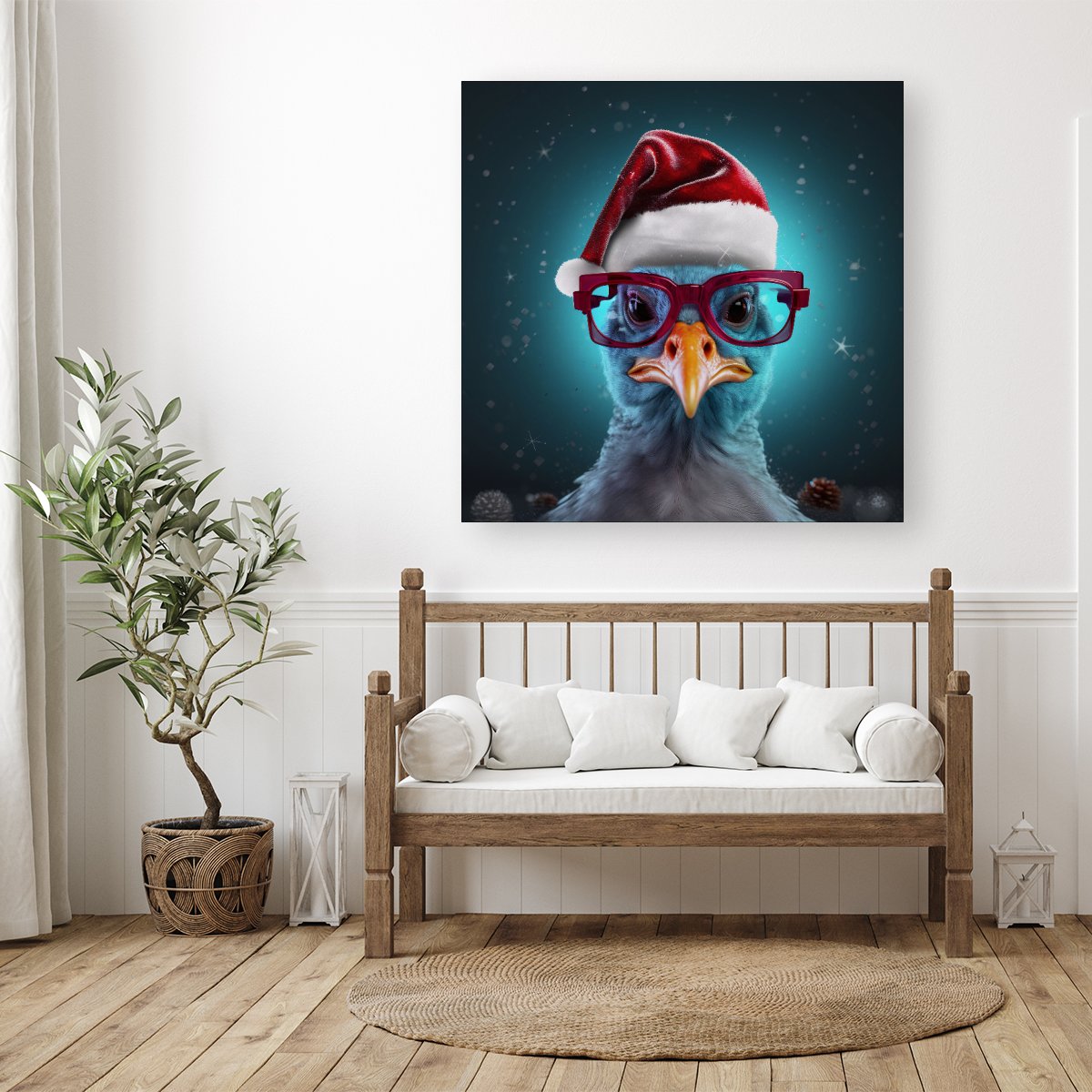 Turkey Wearing A Santa Hat Canvas
