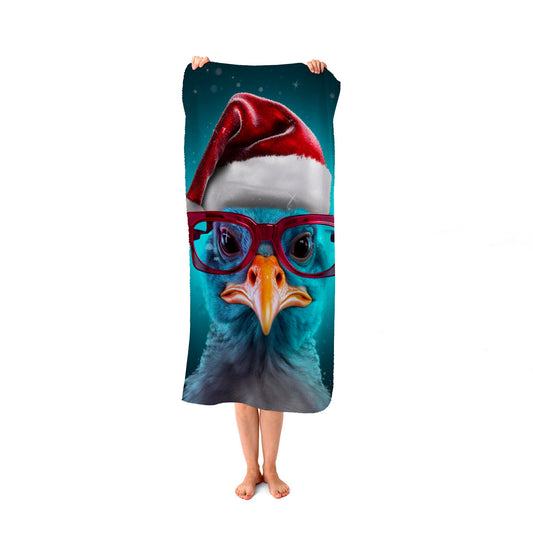 Turkey Wearing A Santa Hat Beach Towel