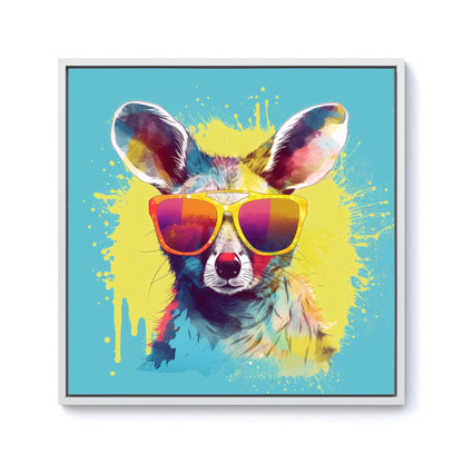 Splashart Wallaby In Glasses Framed Canvas