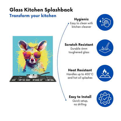 Splashart Wallaby In Glasses Kitchen Splashback
