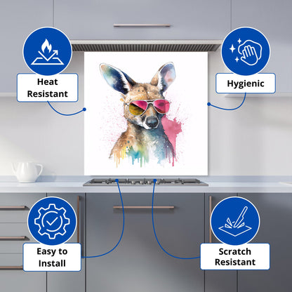 Wallaby In Pink Glasses Kitchen Splashback