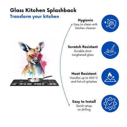 Wallaby In Pink Glasses Kitchen Splashback