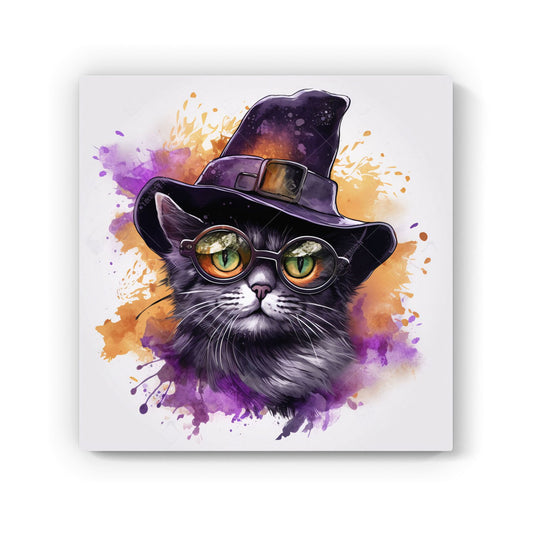 Splashart Longhaired Witches Cat Canvas
