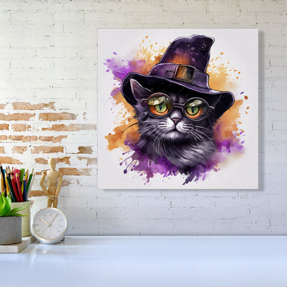 Splashart Longhaired Witches Cat Canvas