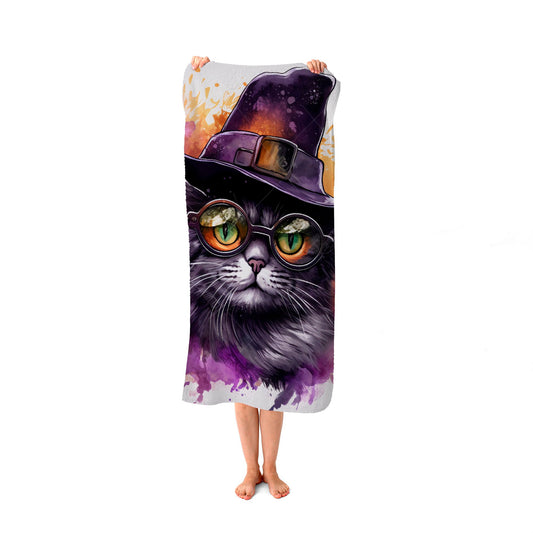Splashart Longhaired Witches Cat Beach Towel