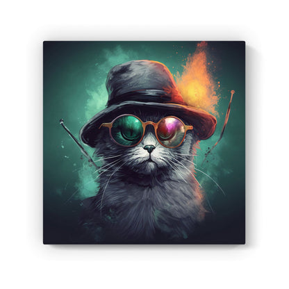 Fiery Cat In A Hat Canvas