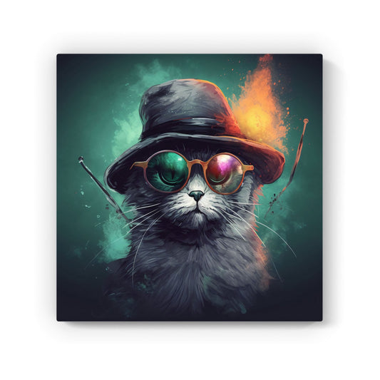 Fiery Cat In A Hat Canvas