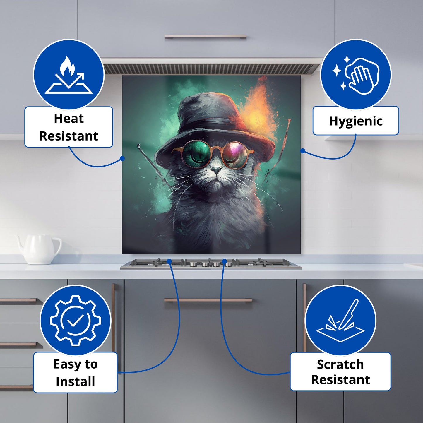 Fiery Cat In A Hat Kitchen Splashback