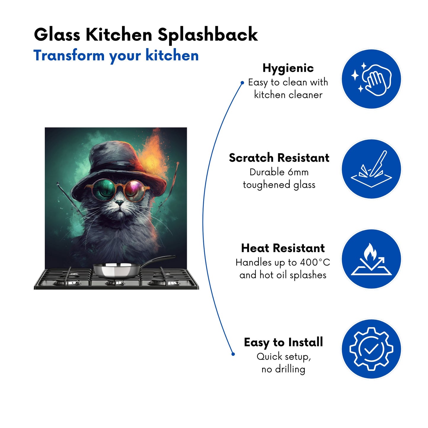 Fiery Cat In A Hat Kitchen Splashback