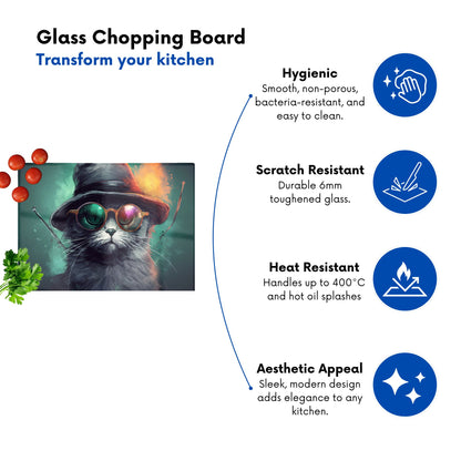 Fiery Cat In A Hat Chopping Board