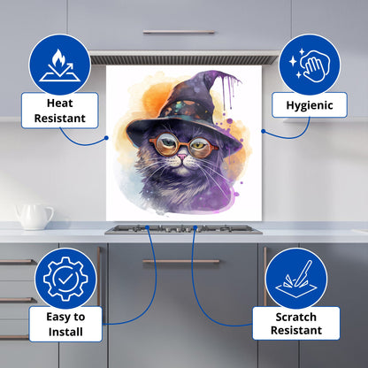 Splashart Cat In A Witches Hat Kitchen Splashback