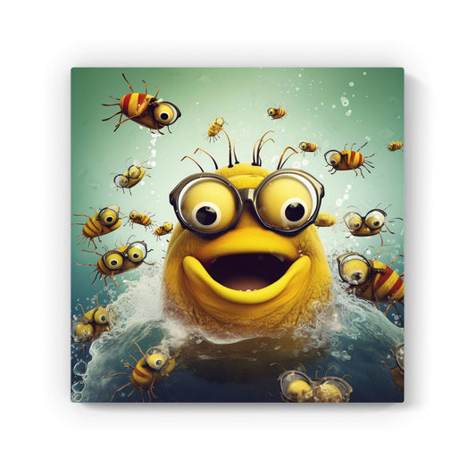 Happy Worm And Bees Splashart Canvas