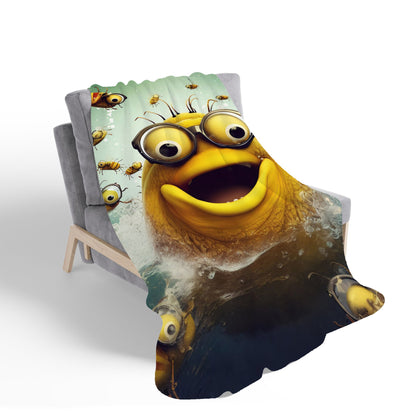 Happy Worm And Bees Splashart Sherpa Blanket